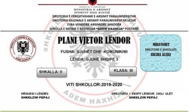 Plan vjetor lëndor në lëndën e gjuhës shqipe 3