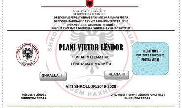 Plan vjetor lëndor, matematikë 3