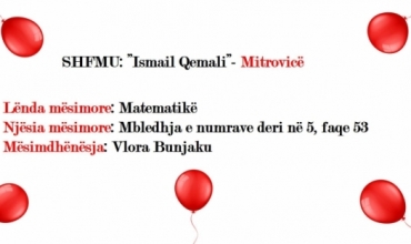 Fletë pune për mbledhjen e numrave deri në 5 me motive për 28 Nëntorin, përgatitur nga mësimdhënësja Vlora Osmani-Bunjaku